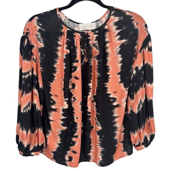 Anthropologie Corey Lynn Calter Annika Blouse Black/Peach Size XS NWT - Picture 3 of 11